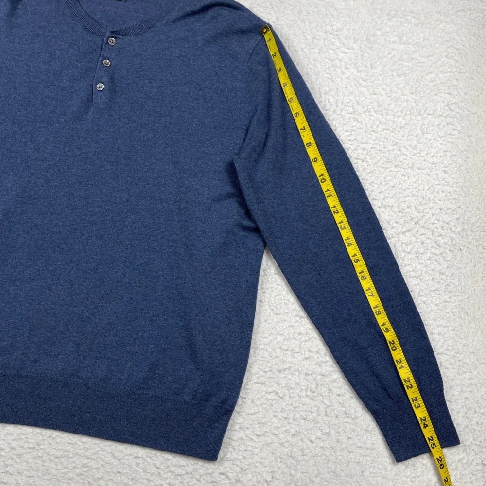 Bonobos‎ Henley Sweater Mens XL Blue Slim Fit Cotton Linen Blend Knit